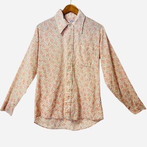 Vintage Dainty Whimsical Floral Boho Cottagecore Prairie Button Down Top M